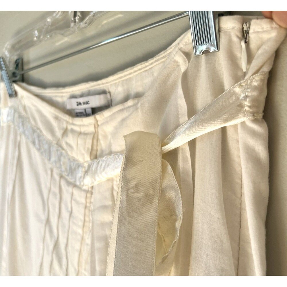 Y2K Zara Basic Women's Cream Tiered Skirt Sz S Boho Cottagecore Peasant Cotton - Picture 3 of 11